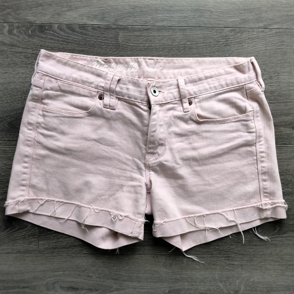 Madewell Pink Cut Off Jean Denim Shorts Women's Size 26 Comfort Stretch Beach